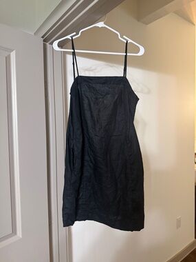Madewell Black Linen Mini Slip Dress